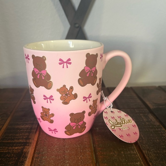 Jubilie Press Teddy Bear With Pink Bow Soft Touch Mug Shabby Chic Bear NEW - Picture 1 of 8
